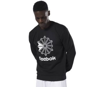 Bluza Męskie Reebok Classic French Terry Big Iconic Crewneck Czarne/Białe PL 92JGEFR